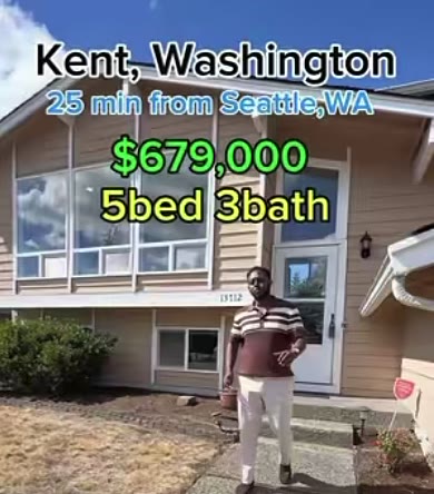 Adonay in front of a home in Kent, Washington